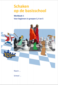 Afbeelding van Werkboek 1 voor beginnende schakers op de basisschool in groepen 3, 4 en 5. Het werkboek hoort bij de lesmethode Schaken op de basisschool. 